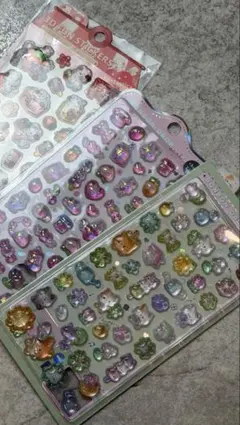 ボンボンドロップシール　3点セット　オーロラ　ネコ　うさぎ