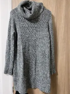 BEAMS HEART グレー ケーブル編み ニットワンピース