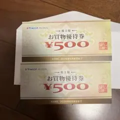 ヤマダ電機　お買物優待券　1,000円分(500円x 2)