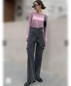 GRL スリットデニムワイドパンツ