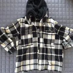 ZARA フード付きチェック柄シャツジャケット Lのサムネイル