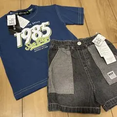 【新品未使用】Tシャツ 半ズボン デニム 上下セット　100 ハーフパンツ