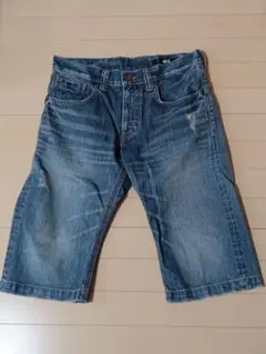 マ*ス様 EDWIN 短パン　ハーフパンツ　ダメージ加工ブルー