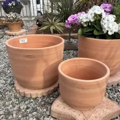 テラコッタ製植木鉢 大・小2個セット
