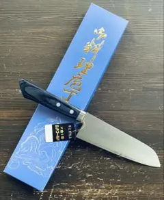 増谷刃物 訓平作 三徳包丁 VG1ステンレス 梨地 口金有 紺柄