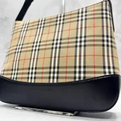 極美品 バーバリー ワンショルダーバッグ ノバチェック サフィアーノ ホースロゴ