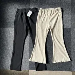【新品】女の子　130㎝ パンツ　2本セット　フレアパンツ　ストレッチパンツ　黒