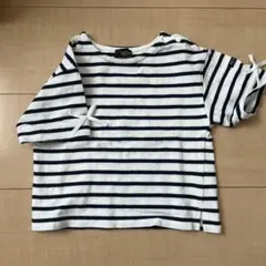 ストライプTシャツ（白×ネイビー）80cm
