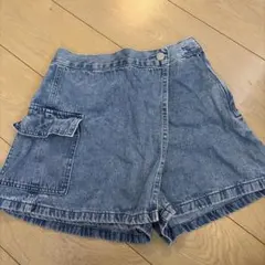 GUデニム ラップショートパンツ キュロット160cm