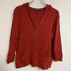 POLO RALPH LAUREN 赤 フード付き 長袖 トップス カットソーM