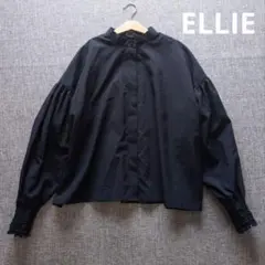 ELLIE　未使用　ボリュームスリーブ　バンドカラーシャツ　ゆったり　ネイビーのサムネイル