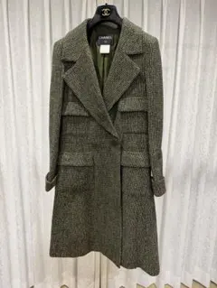 01A 超希少 一点物 シャネル レザー コート グリーン 38 M相当 ベルト 