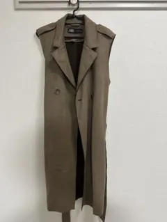 ZARA ベージュ ノースリーブ ロングコート S