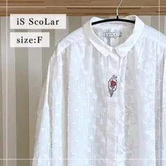 SH9 イズスカラー シャツ ドルマン 長袖 白 ドット 花柄 ScoLarのサムネイル