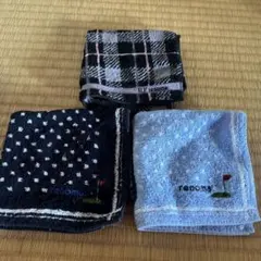 美品renoma ゴルフフラッグ刺繍タオルハンカチ3枚セット