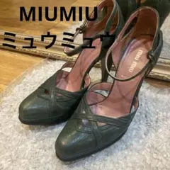 Miumiuサンダルハイヒールミュウミュウグリーンストラップポインテッドトゥのサムネイル