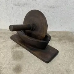 時代物 木製滑車 墨書 古民具 オブジェ 骨董品 花台 古道具 大正 時代物 木製滑車 墨書 古民具 オブジェ 骨董品 花台 古道具 大正