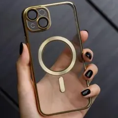 【メルカリ便】MagSafe対応クリアケース　メタリックゴールドiPhone各種