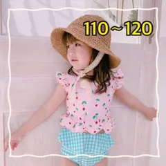 さくらんぼ♡セパレート水着 タンキニ 半袖 フリル ピンク 110 120