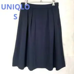 ユニクロネイビー ひざ丈スカート【S】