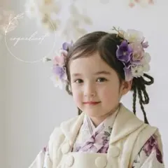 胡蝶蘭 髪飾り ヘッドドレス パープル×ピンク ／ウェディング 七五三 成人式のサムネイル