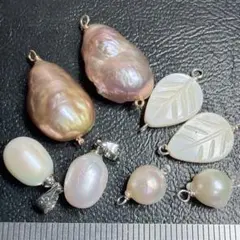 サービス品＊淡水真珠とあこや真珠・シェルのチャームアソートz39