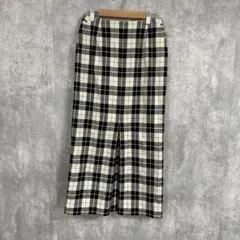 BEAUTY&YOUTH チェックスリットタイトロングスカート　裏地あり　M
