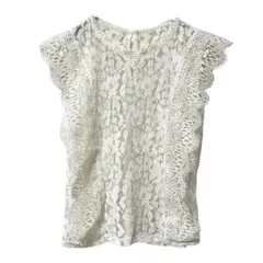 ジーユー　ノースリーブ レーストップス　白　フリル　M　インナー