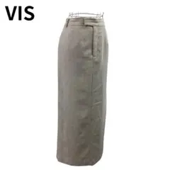 VIS ベージュ タイトスカート スリット入りデザインでスタイリッシュ。
