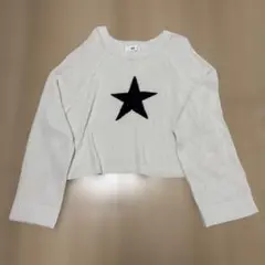 WEGO スターモチーフ クロップドニット ホワイト