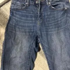 濃い青 ストレートデニムパンツ