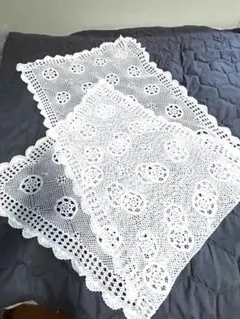 レース編み 幅広テーブルクロスホワイト
