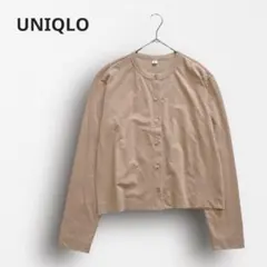 Y6390＊ユニクロ UVカット カーディガン ジャージークルーネック ベージュ