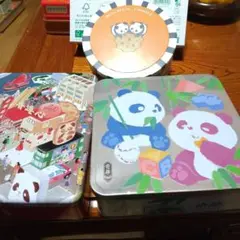 香港お菓子缶パンダデザイン缶３個