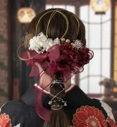 ワインレッドリボンヘアアクセサリー　20点　成人式　振袖　卒業式　結婚式　髪飾り