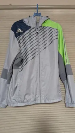 美品✬adidas フード付きジャケット L グレー/ネオンイエローLサイズ