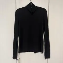 GU ソフトリブタートルネックT ブラックのサムネイル