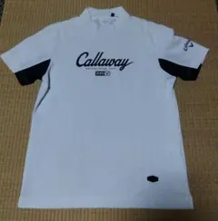 Callaway golf モックネックシャツ半袖 ホワイト/ネイビー サイズL