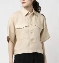 AURALEE リネンダブルフェイスハーフスリーブシャツ BEIGE 1のサムネイル
