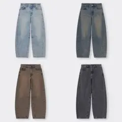 GU ブラウン バレルレッグジーンズ Mサイズ