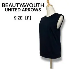 BEAUTY&YOUTH ノースリーブカットソー ブラック コットン シンプル