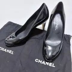 CHANEL パンプス ココマーク ステッチ パテントレザー 24.0cm 黒のサムネイル