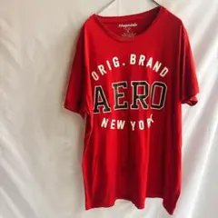 エアロポステール 半袖Tシャツ クルーネック ロゴ XL 赤 綿 デイリーのサムネイル