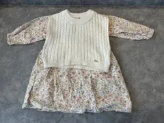 petite main 花柄ワンピースとニットベストセット