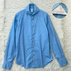 ✨美品✨ フィナモレ イタリア製 コットンシャツ ホリゾンタルカラー 洗えるのサムネイル