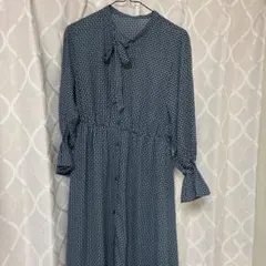 GU ネイビー ドット柄 シャツワンピース S