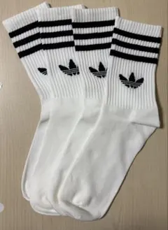 adidas ストライプ ホワイト ソックス　４枚