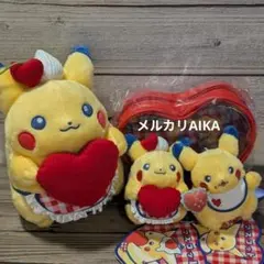 PIKACHU DINER ハンバーガー&ハート マスコット　ぬいぐるみ　ポーチ