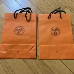 HERMES オレンジ ショップ袋 2枚セット