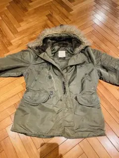 オリーブグリーン フード付きミリタリージャケット